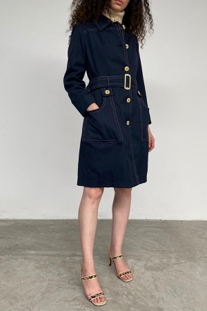 70 s Contrast Stitch Rain Coat